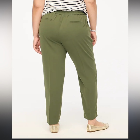 J Crew Jamie Pants Green Chino casual Tapered Leg Elastic waist Women's Size 14 - Picture 2 of 16